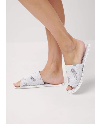 CLE SW15-1171O Пантолеты жен. домаш., меланж св.серый/т.серый