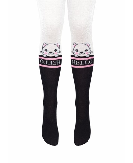 CLE Колготки дет.КД4406 116-128 дев хл+эл, белый/чёрный