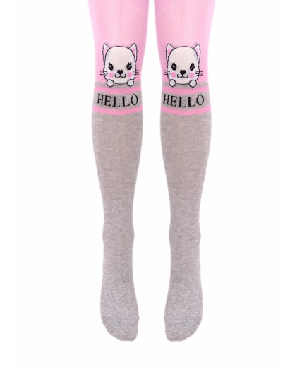 CLE Колготки дет.КД4406 116-128 дев хл+эл, розовый/меланж серый