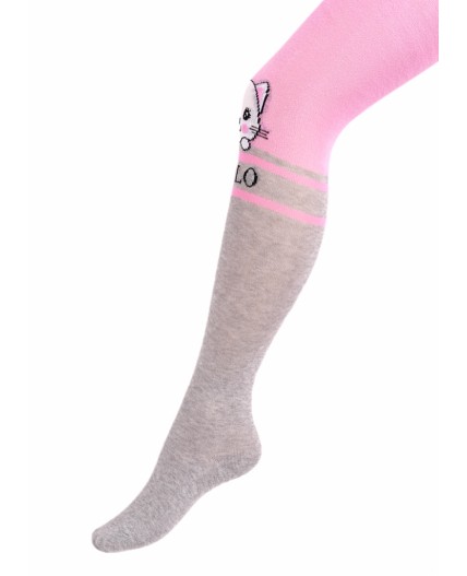 CLE Колготки дет.КД4406 92-110 дев хл+эл, розовый/меланж серый