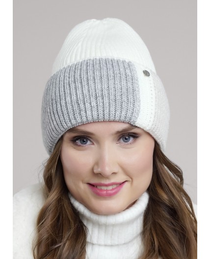 CLE Шапка 454517ап флис, белый/меланж св.серый