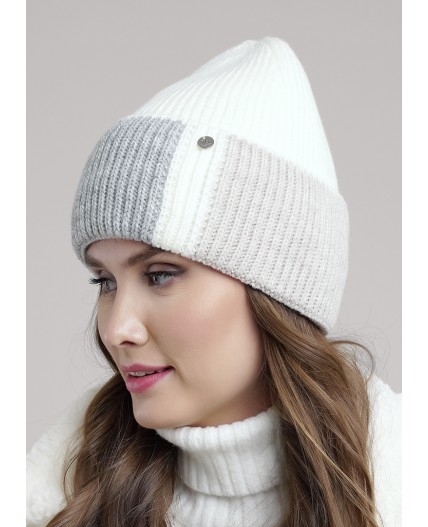 CLE Шапка 454517ап флис, белый/меланж св.серый