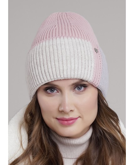 CLE Шапка 454517ап флис, розовый/меланж бежевый