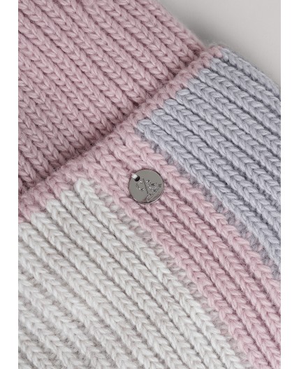 CLE Шапка 454517ап флис, розовый/меланж бежевый