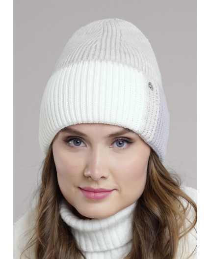 CLE Шапка 454517ап флис, меланж бежевый/белый