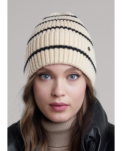 CLE Шапка 454518вп, св.бежевый/меланж чёрный