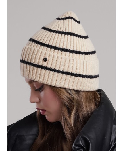 CLE Шапка 454518вп, св.бежевый/меланж чёрный