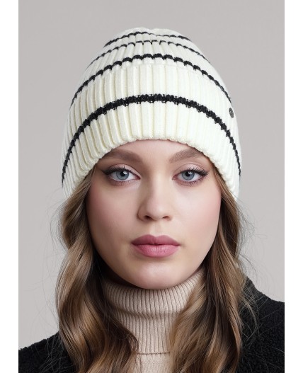 CLE Шапка 454518вп, молочный/меланж чёрный