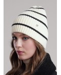 CLE Шапка 454518вп, молочный/меланж чёрный