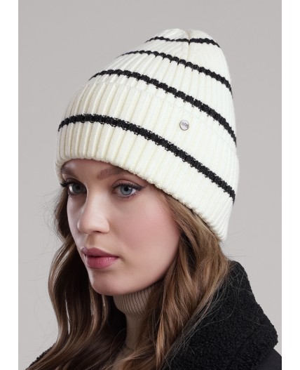 CLE Шапка 454518вп, молочный/меланж чёрный