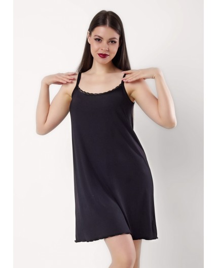 CLE LS025 Сорочка ночн. жен. База кашкорсе, чёрный