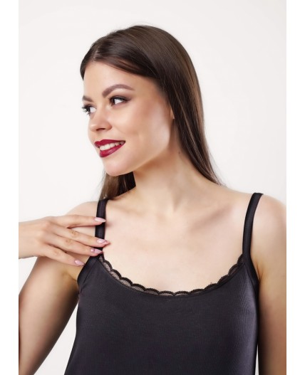 CLE LS025 Сорочка ночн. жен. База кашкорсе, чёрный