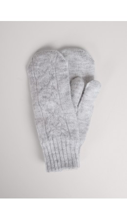 CLE Варежки жен. 453544ап мех, меланж св.серый