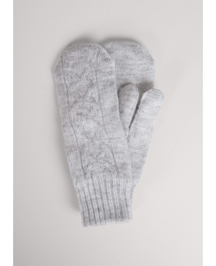 CLE Варежки жен. 453544ап мех, меланж св.серый