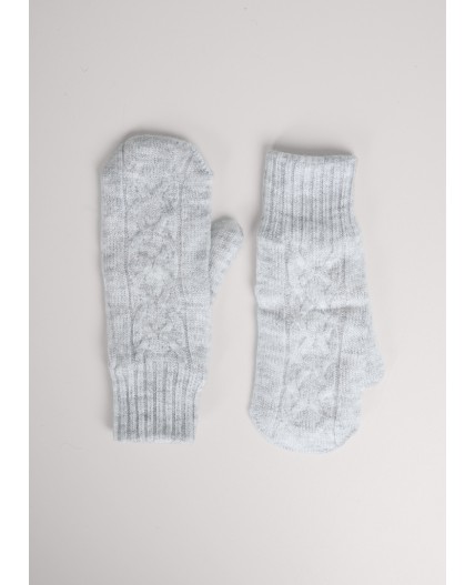 CLE Варежки жен. 453544ап мех, меланж св.серый