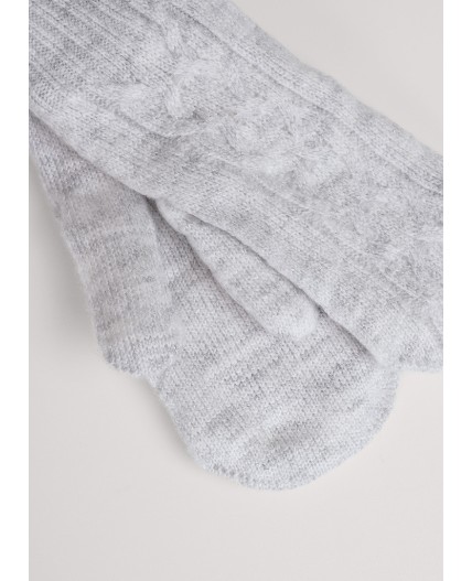 CLE Варежки жен. 453544ап мех, меланж св.серый