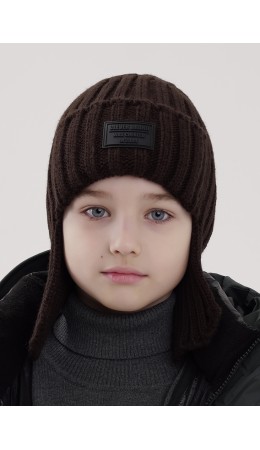 CLE Шапка 'Ушанка' дет. 454367ап флис, т.коричневый