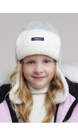 CLE Шапка 'Ушанка' дет. 454520ап мех, меланж св.серый