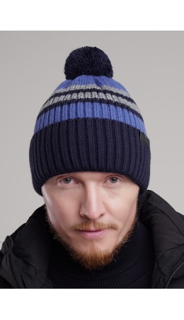 CLE Шапка 454545ап флис, т.синий/меланж серый