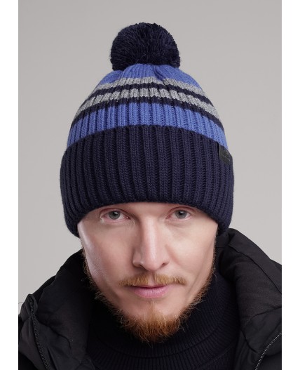 CLE Шапка 454545ап флис, т.синий/меланж серый