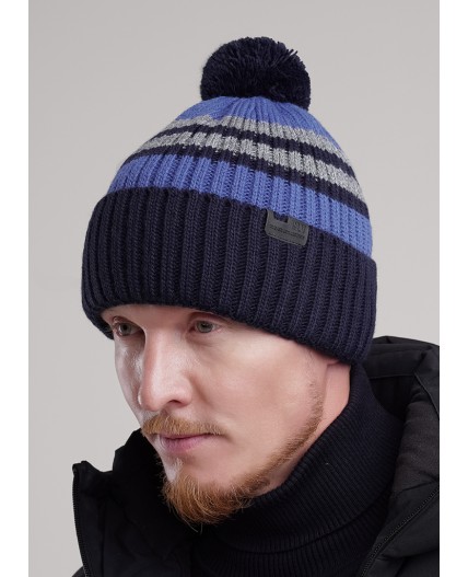 CLE Шапка 454545ап флис, т.синий/меланж серый