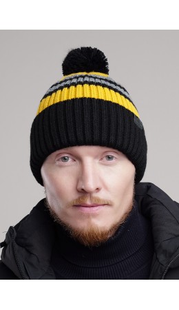 CLE Шапка 454545ап флис, чёрный/горчичный