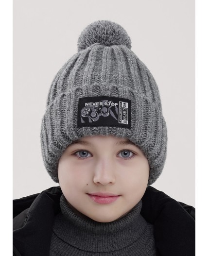 CLE Шапка дет. 454154ап флис, меланж серый