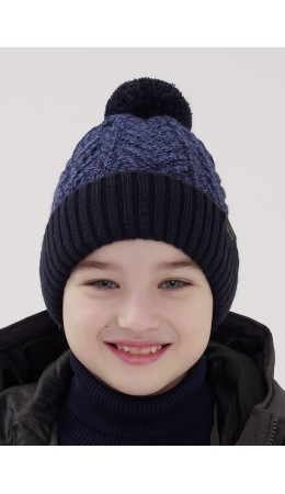 CLE Шапка дет. 454456ап флис, т.синий/св.джинсовый