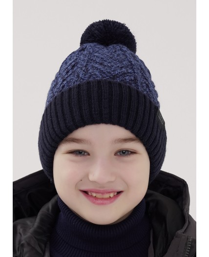 CLE Шапка дет. 454456ап флис, т.синий/св.джинсовый