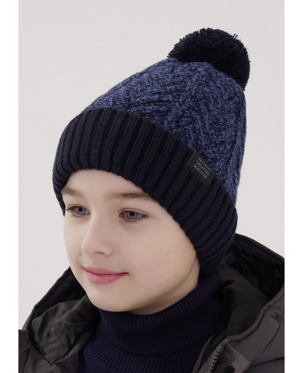 CLE Шапка дет. 454456ап флис, т.синий/св.джинсовый