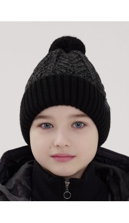 CLE Шапка дет. 454456ап флис, чёрный/меланж т.серый