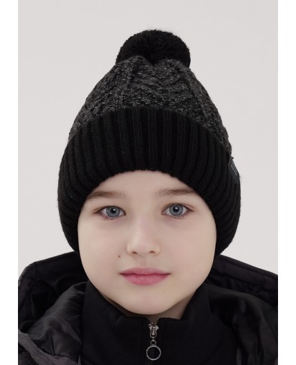 CLE Шапка дет. 454456ап флис, чёрный/меланж т.серый
