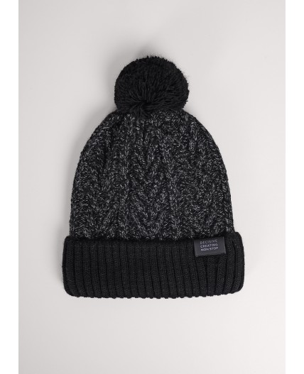 CLE Шапка дет. 454456ап флис, чёрный/меланж т.серый