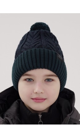 CLE Шапка дет. 454456ап флис, т.зелёный/т.синий