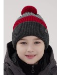 CLE Шапка дет. 454475ап флис, меланж т.серый/красный