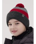 CLE Шапка дет. 454475ап флис, меланж т.серый/красный