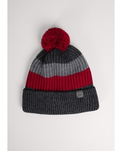CLE Шапка дет. 454475ап флис, меланж т.серый/красный