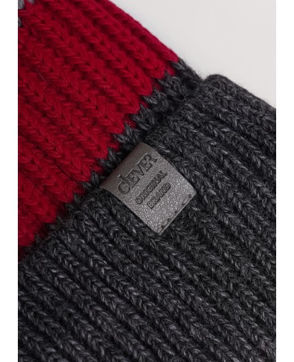 CLE Шапка дет. 454475ап флис, меланж т.серый/красный