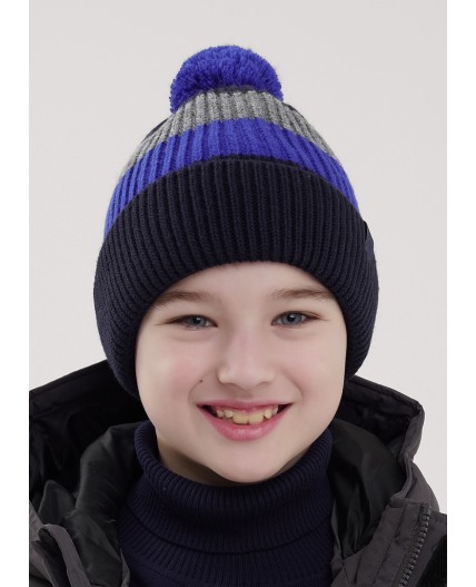CLE Шапка дет. 454475ап флис, т.синий/синий