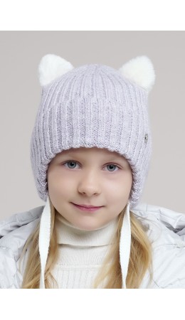 CLE Шапка дет. 454540ап флис, св.сиреневый/серый металлик