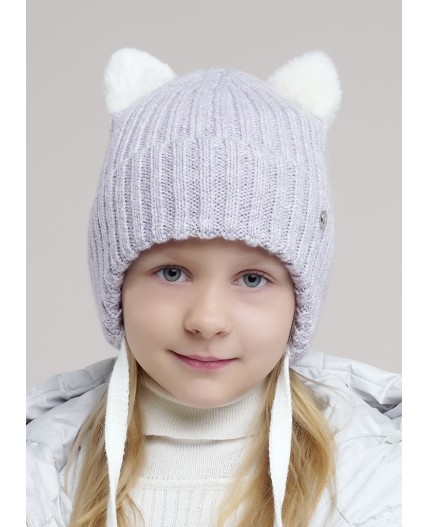 CLE Шапка дет. 454540ап флис, св.сиреневый/серый металлик