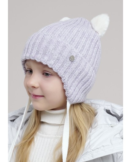 CLE Шапка дет. 454540ап флис, св.сиреневый/серый металлик