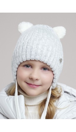 CLE Шапка дет. 454540ап флис, молочный/серый металлик