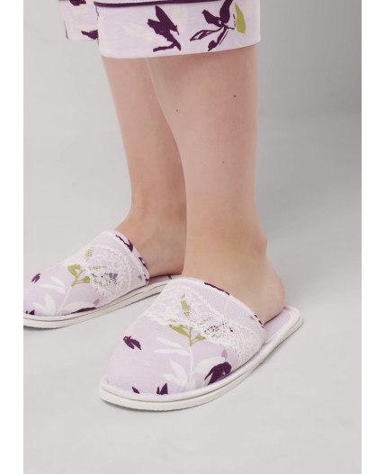 CLE SW15-1183C Пантолеты жен. домаш., св.розовый/т.фиолетовый