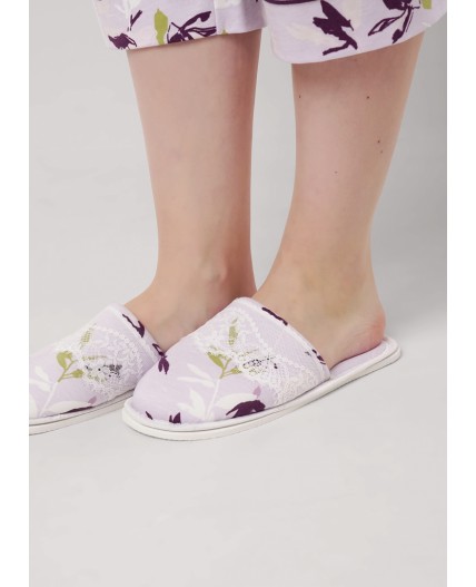 CLE SW15-1183C Пантолеты жен. домаш., св.розовый/т.фиолетовый