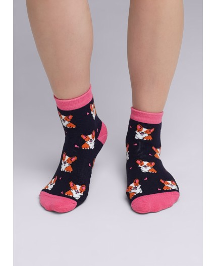 CLE Носки дет.С242П 12-14,14-16 плюш хл+эл, т.синий