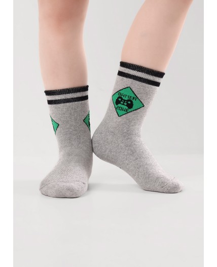 CLE Носки дет.С248П 12-14,14-16 плюш мал, меланж серый