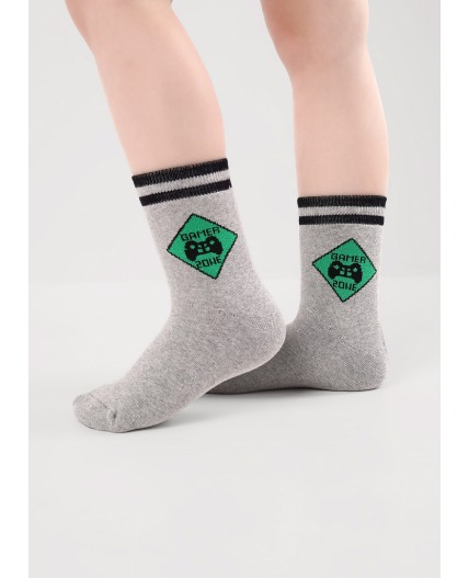 CLE Носки дет.С248П 12-14,14-16 плюш мал, меланж серый