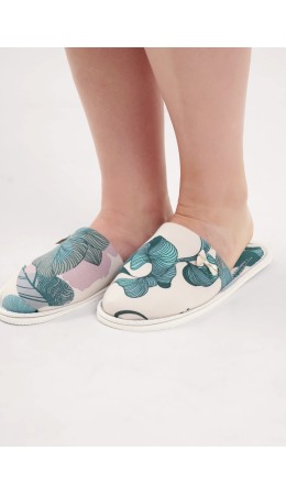 CLE SW15-1196C Пантолеты жен. домаш., бежевый/св.зелёный