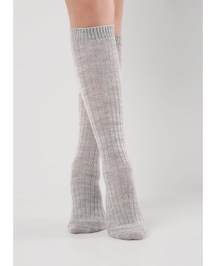 CLE Гольфы жен.П905Ш акрил зима, меланж св.серый